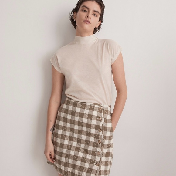 Madewell NWT Quilted Flannel Mini Skirt in Gingham Check, size 6 - Picture 3 of 12
